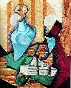 Juan Gris flaska och glas Spain oil painting artist